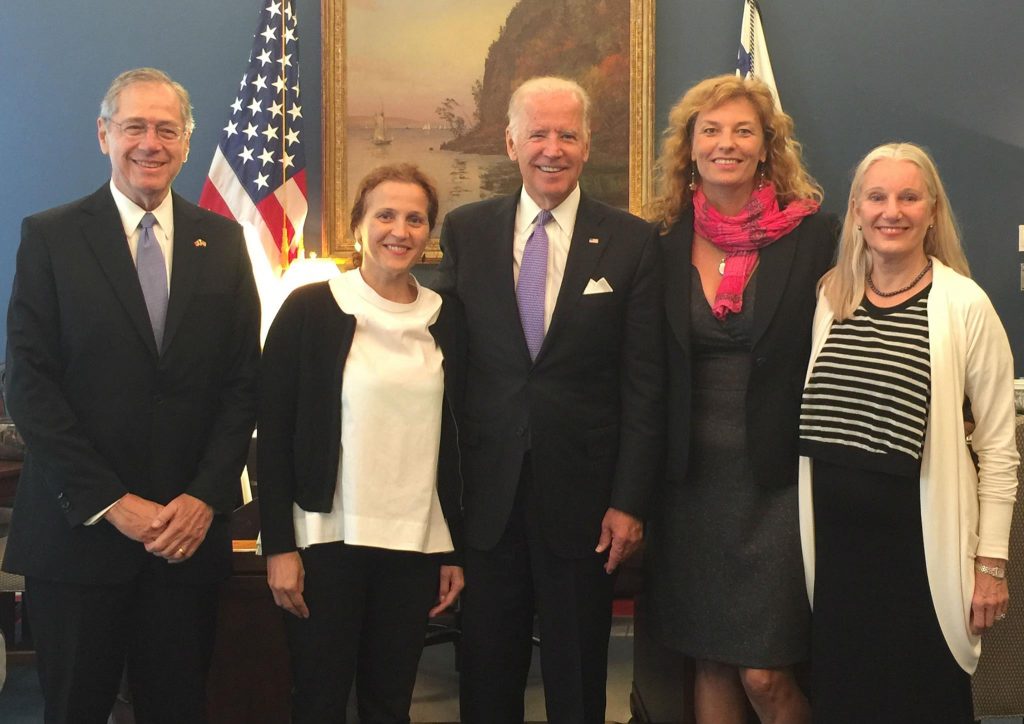 Pictured L to R, Amb. Mark Gitenstein; Maria Gheorghiu; Vice President Joe Biden; Daniela Kammrath; Leslie Hawke.